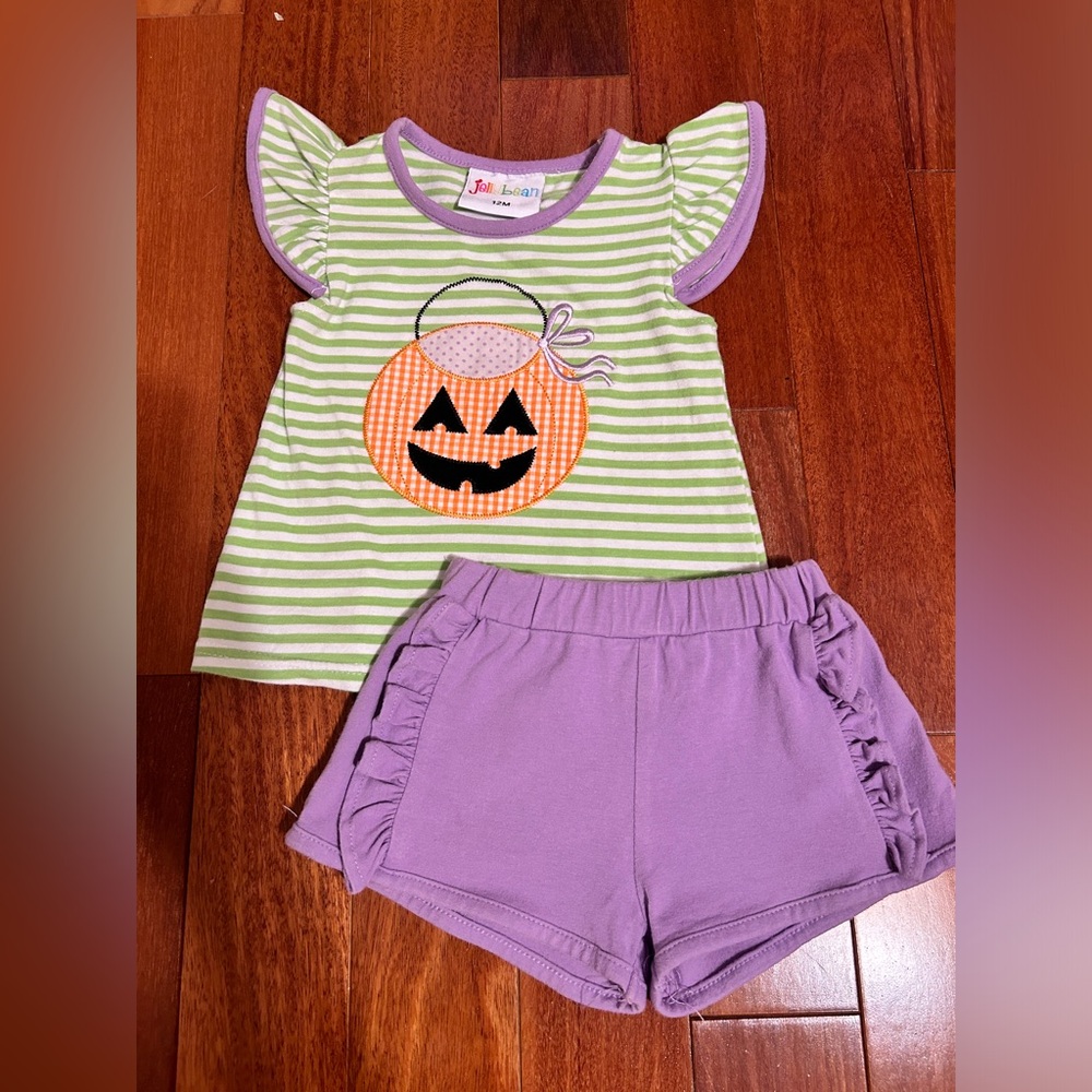 Smock Candy Jelly Bean Halloween Bucket Ruffle Short Set